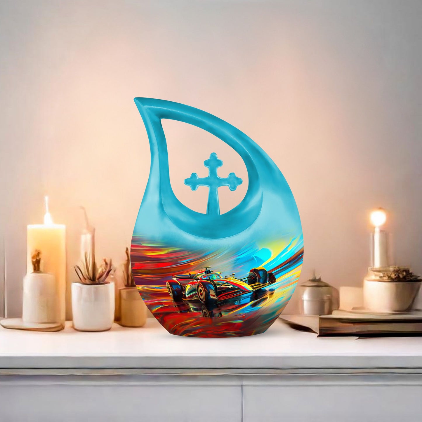 10-inch Abstract Racing Dynamics Urn 