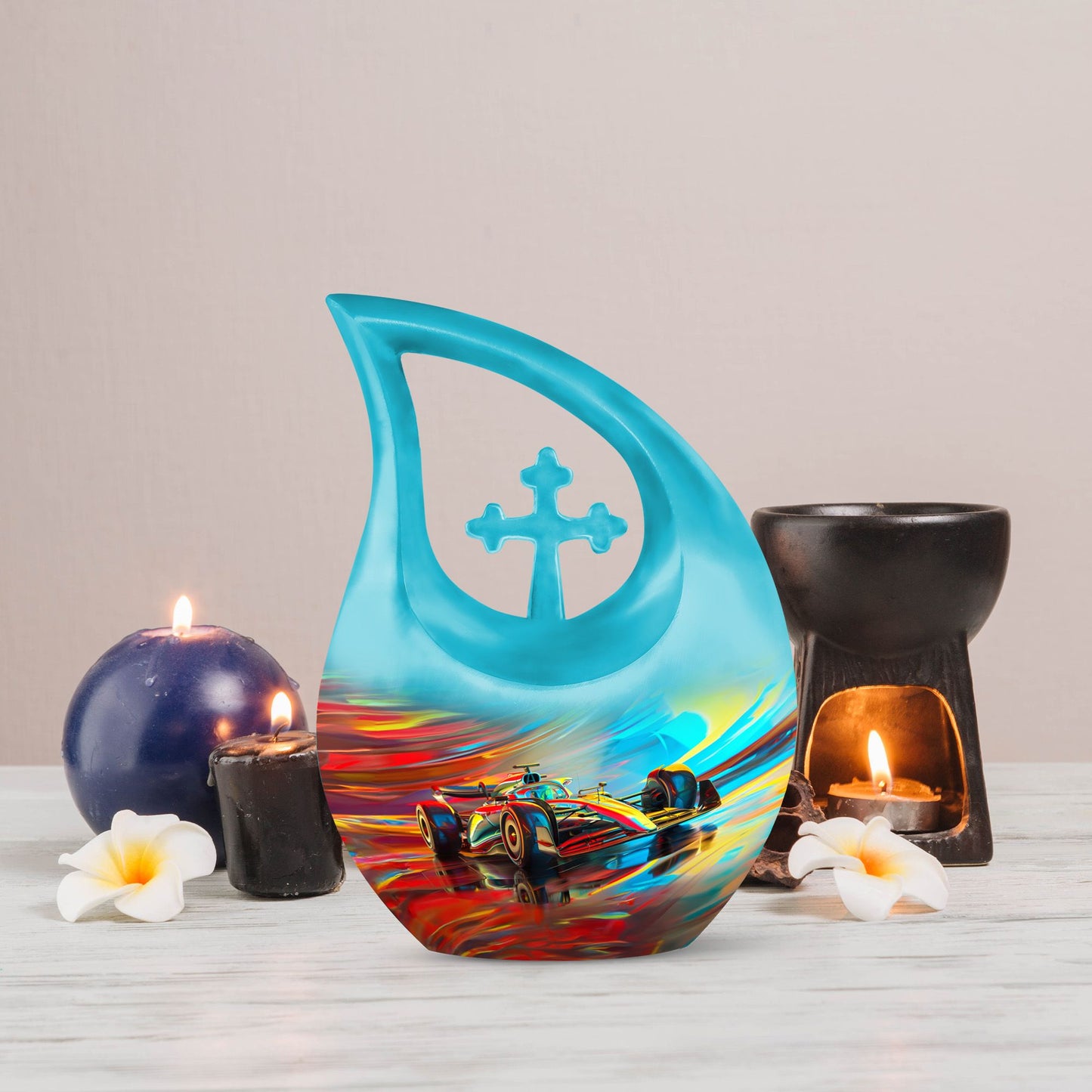 10-inch Abstract Racing Dynamics Urn 
