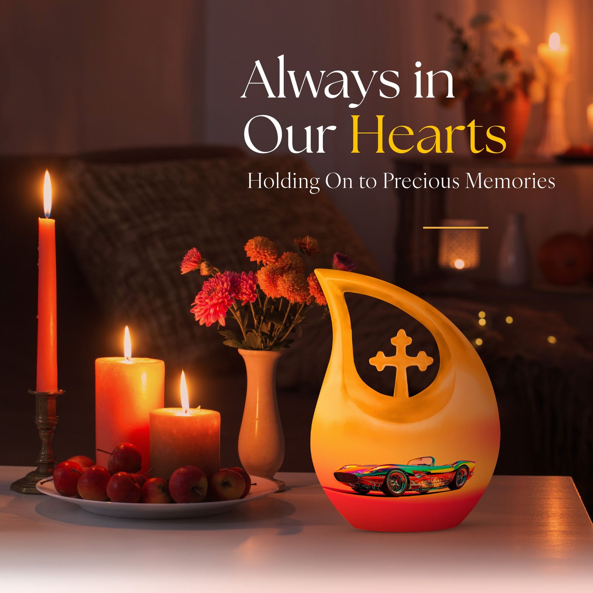 10 inch Retro Holographic Roadster two person memorial urn 