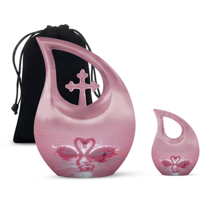 Pink Personalized Bird Memorial Urn for Human Ashes - 10-inch, 200 cu in - Yatskia