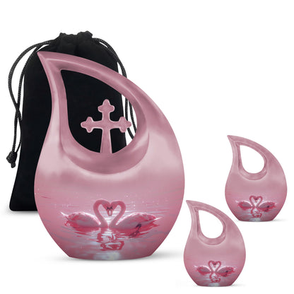 Pink Personalized Bird Memorial Urn for Human Ashes - 10-inch, 200 cu in - Yatskia