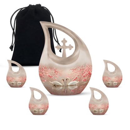Personalized Swan Cremation Urn for Human Ashes - 10-inch, 200 cu in - Yatskia