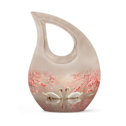 10-inch Cherry Blossom Serenade urn with Cross Drop design