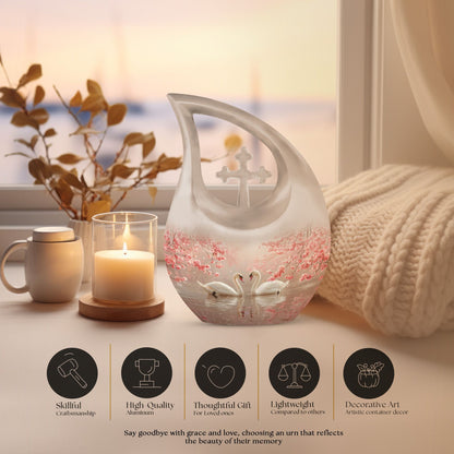 10-inch Cherry Blossom Serenade urn with Cross Drop design