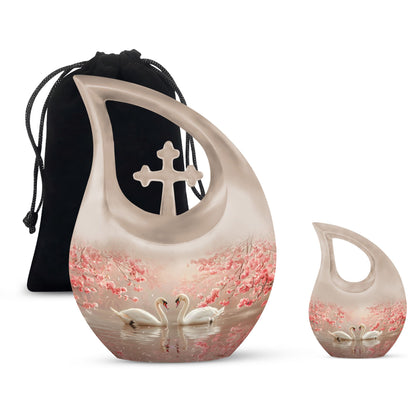 10-inch Cherry Blossom Serenade urn with Cross Drop design