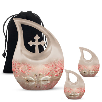 Personalized Swan Cremation Urn for Human Ashes - 10-inch, 200 cu in - Yatskia