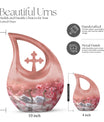 Blissful Blossom Serenity Urn with Cross Drop design, 
