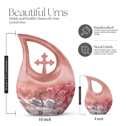 Blissful Blossom Serenity Urn with Cross Drop design, 