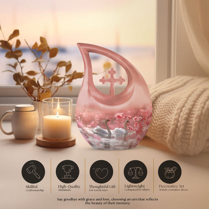Blissful Blossom Serenity Urn with Cross Drop design, 