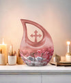 Blissful Blossom Serenity Urn with Cross Drop design, 