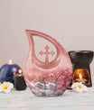 Blissful Blossom Serenity Urn with Cross Drop design, 