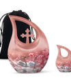 Blissful Blossom Serenity Urn with Cross Drop design, 