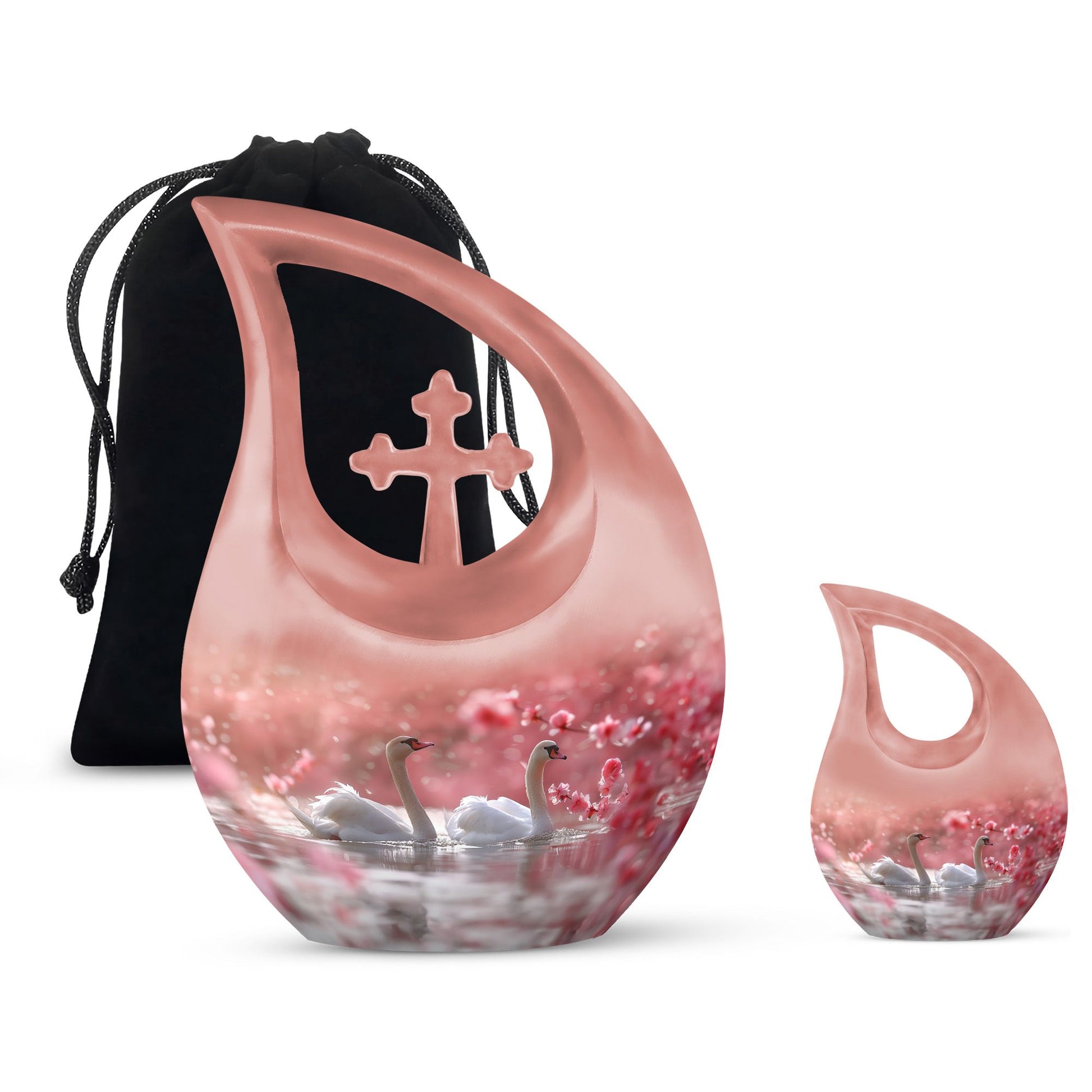 Blissful Blossom Serenity Urn with Cross Drop design, 