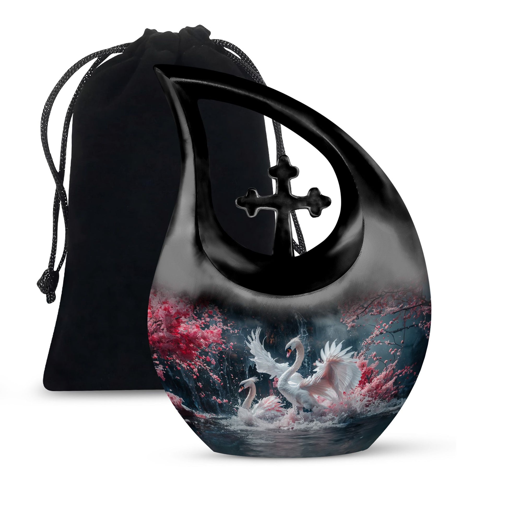 White Swan Funeral Urn - Large Urns For Human Ashes Adult Female