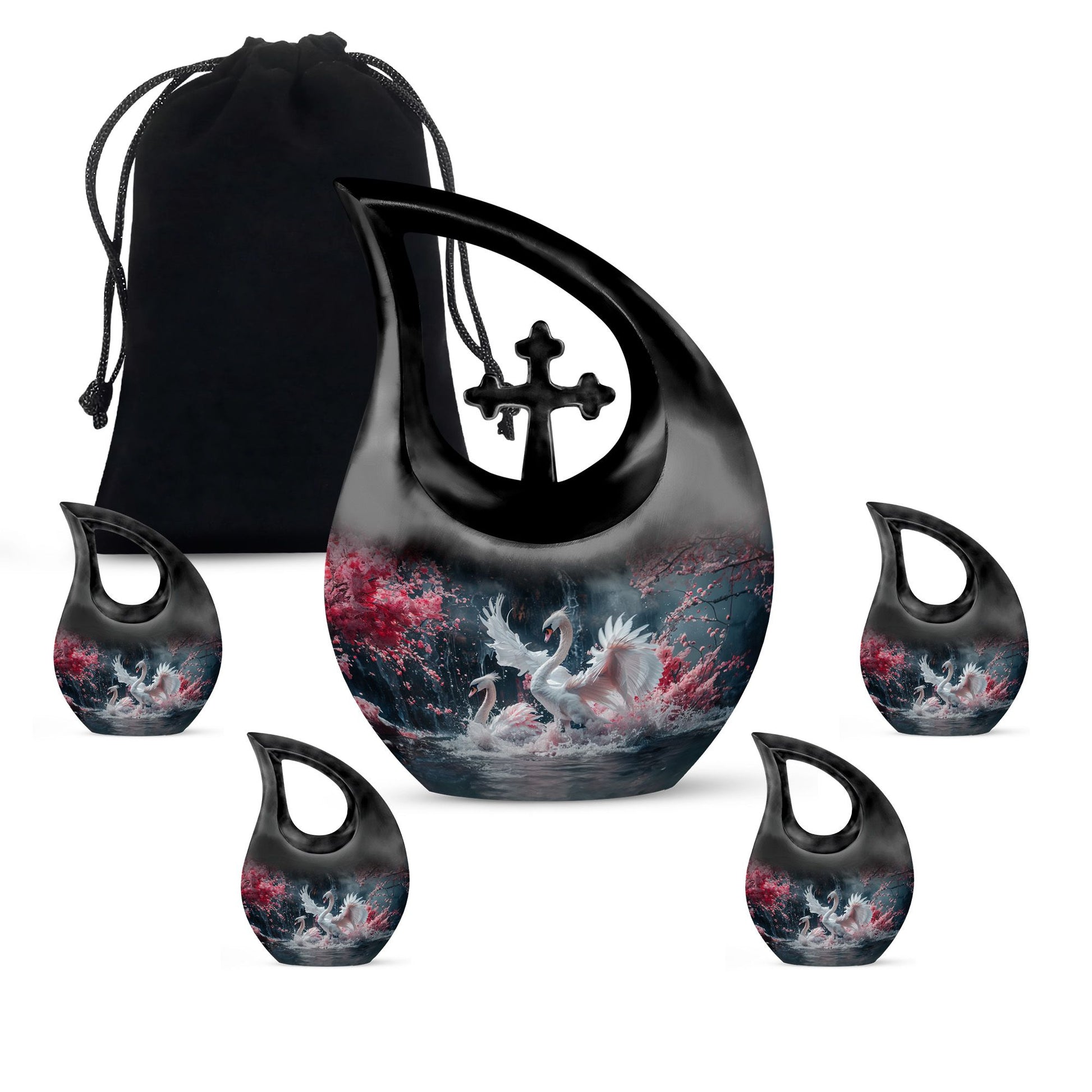 White Swan Funeral Urn - Large Urns For Human Ashes Adult Female