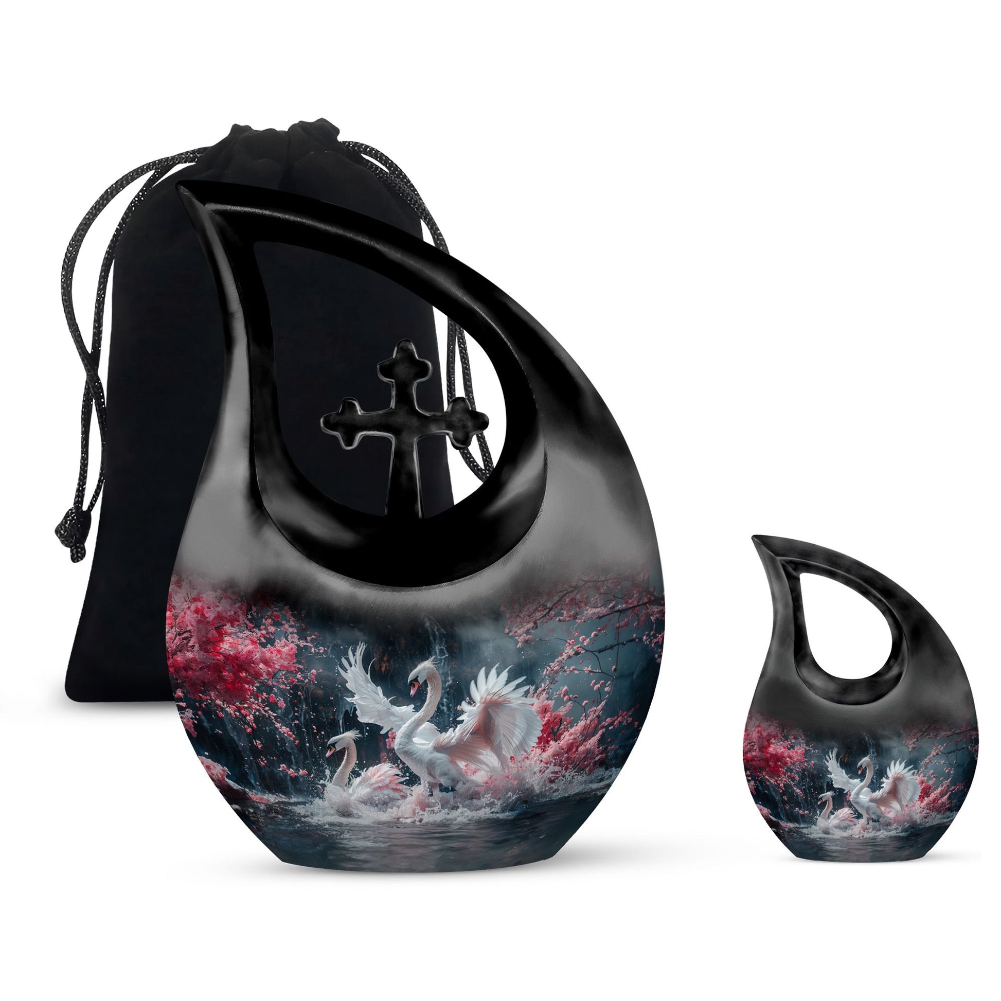 White Swan Funeral Urn - Large Urns For Human Ashes Adult Female