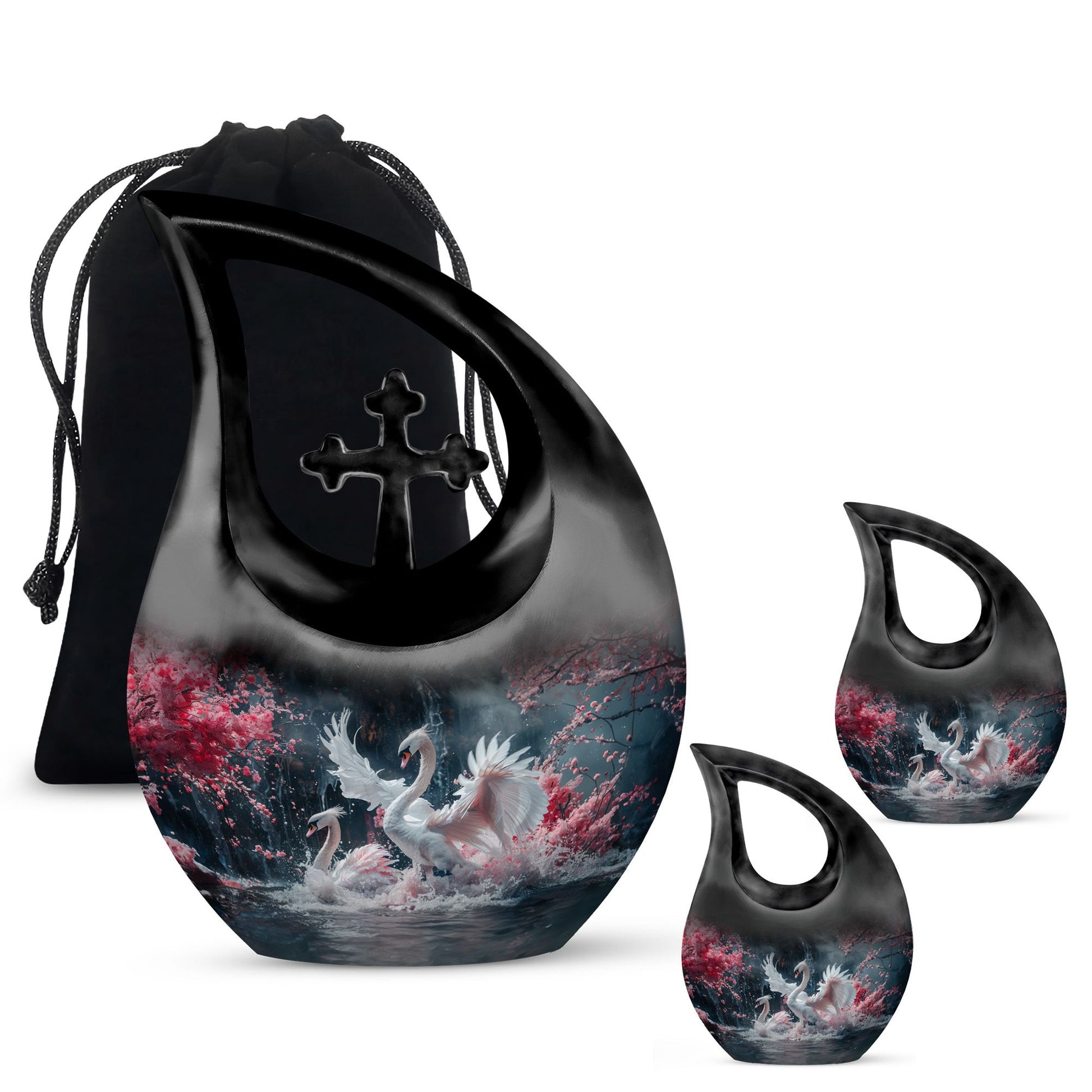 White Swan Funeral Urn - Large Urns For Human Ashes Adult Female