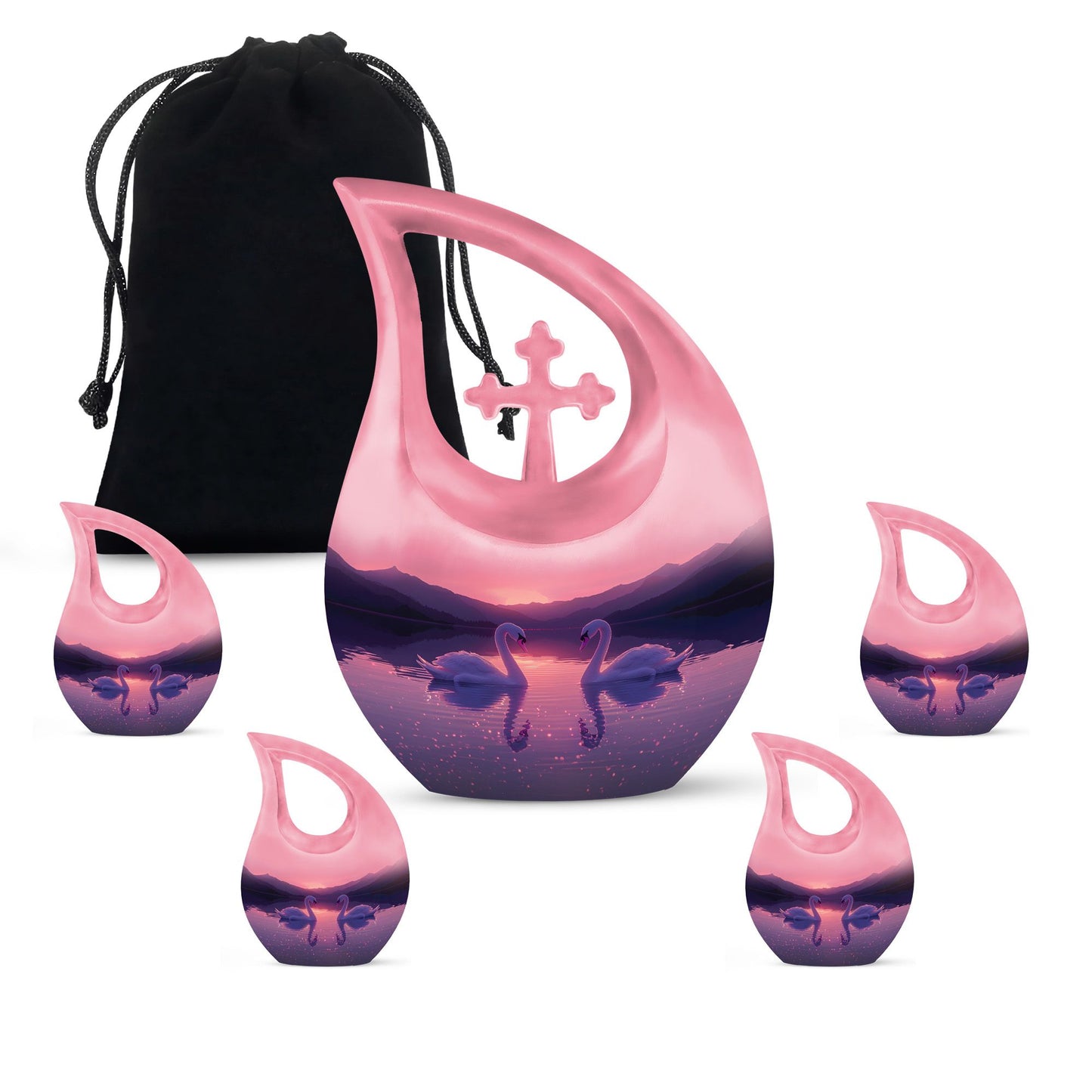 Pink Personalized Bird Cremation Urn for Human Ashes - 10-inch, 200 cu in - Yatskia