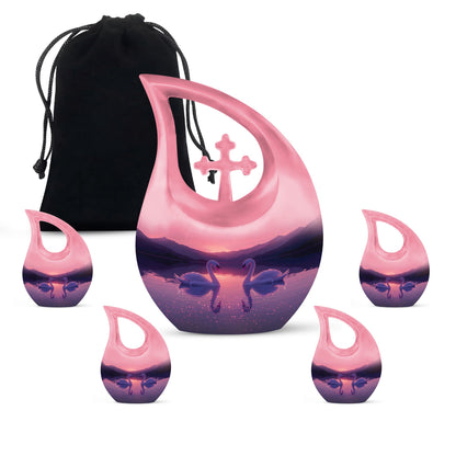 Pink Personalized Bird Cremation Urn for Human Ashes - 10-inch, 200 cu in - Yatskia