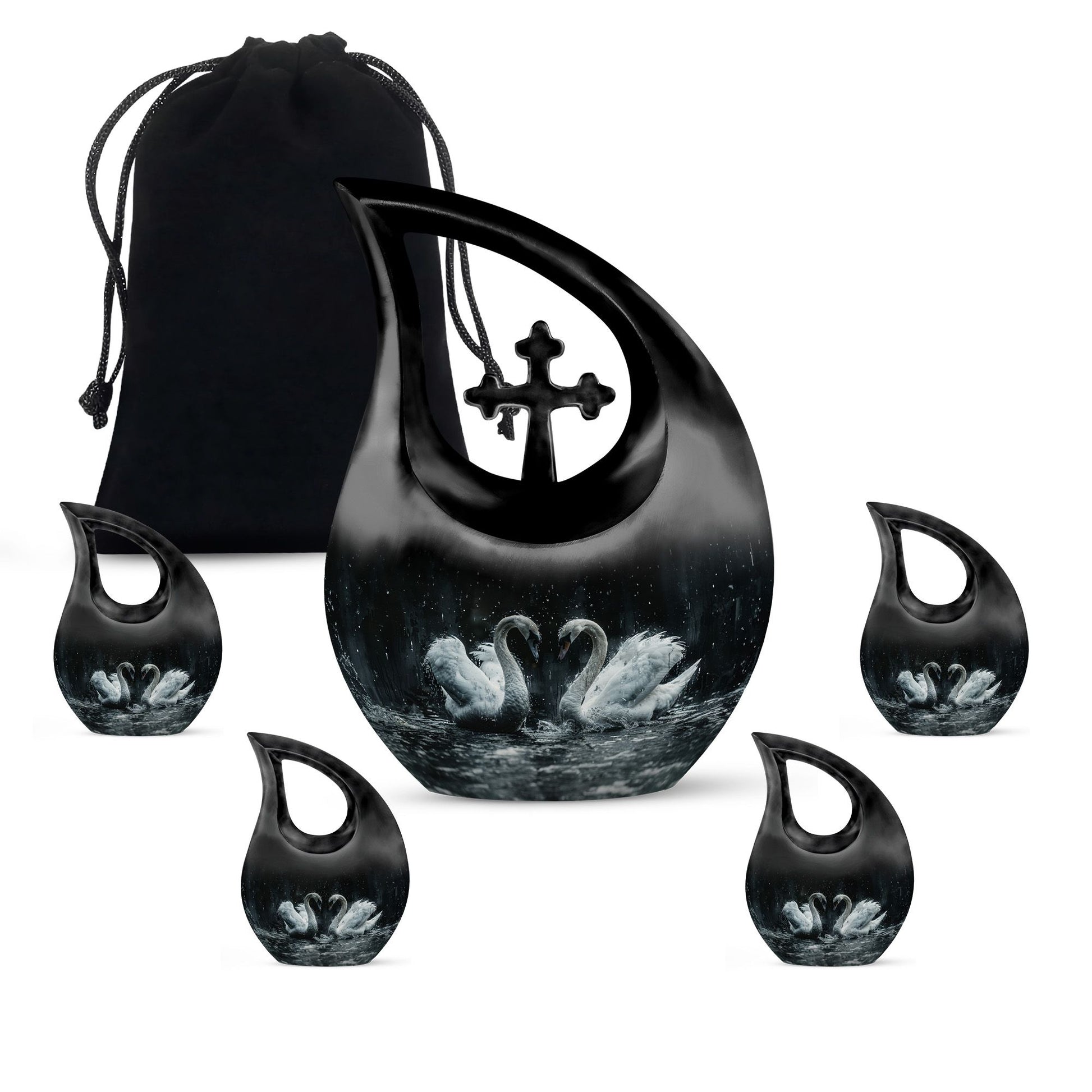 Double Swan Cremation Urns For Human Ashes - Memorial Urn for Mom and Dad