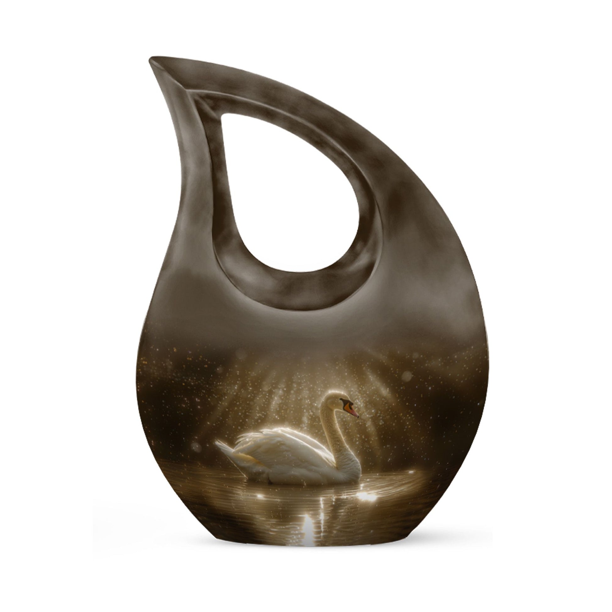 Golden Light Swan Cremation Urn for Human Ashes  - Memorial Urn for Adults