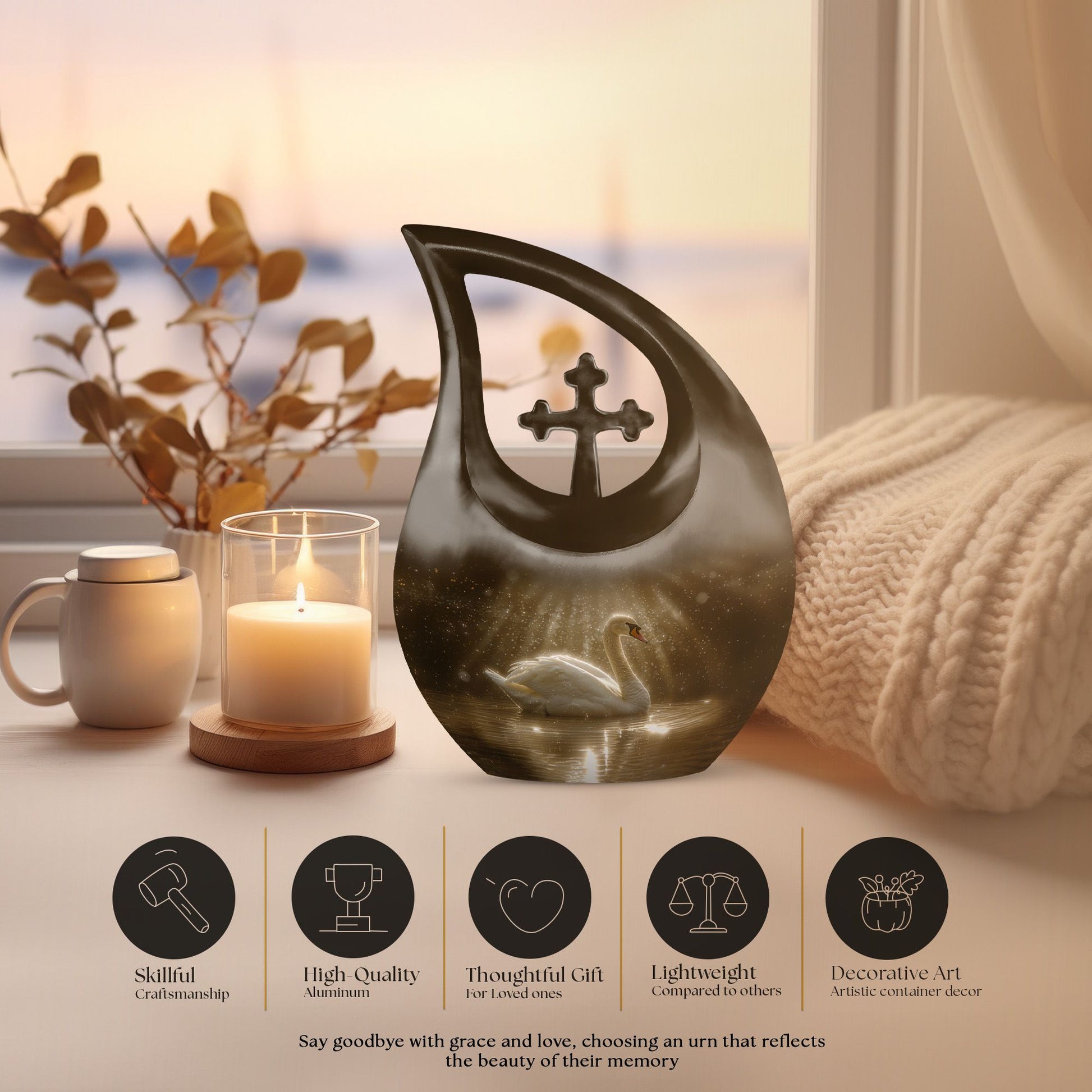 10-inch Sunlit Tranquil Waters Urn 