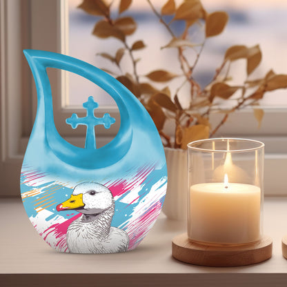 10 inch Pop Art Duck urn with Cross Drop 
