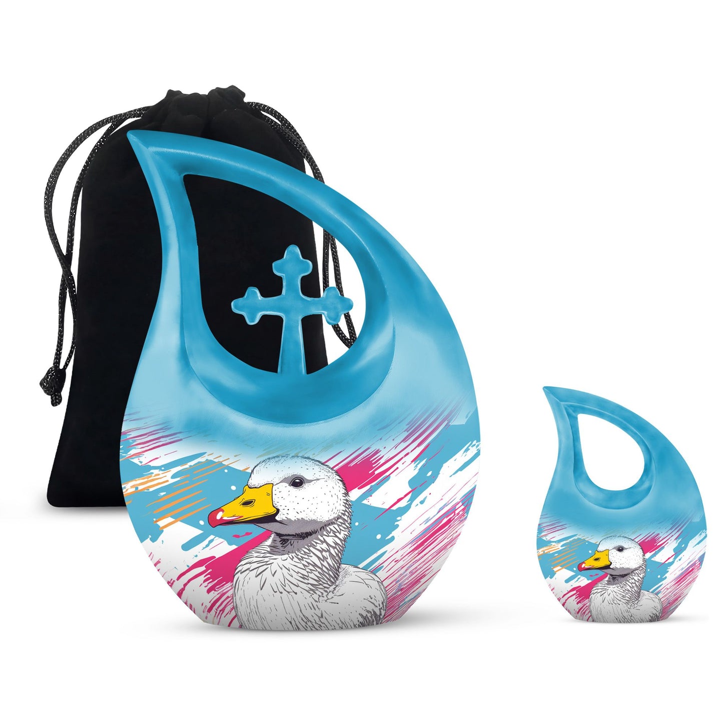 10 inch Pop Art Duck urn with Cross Drop 