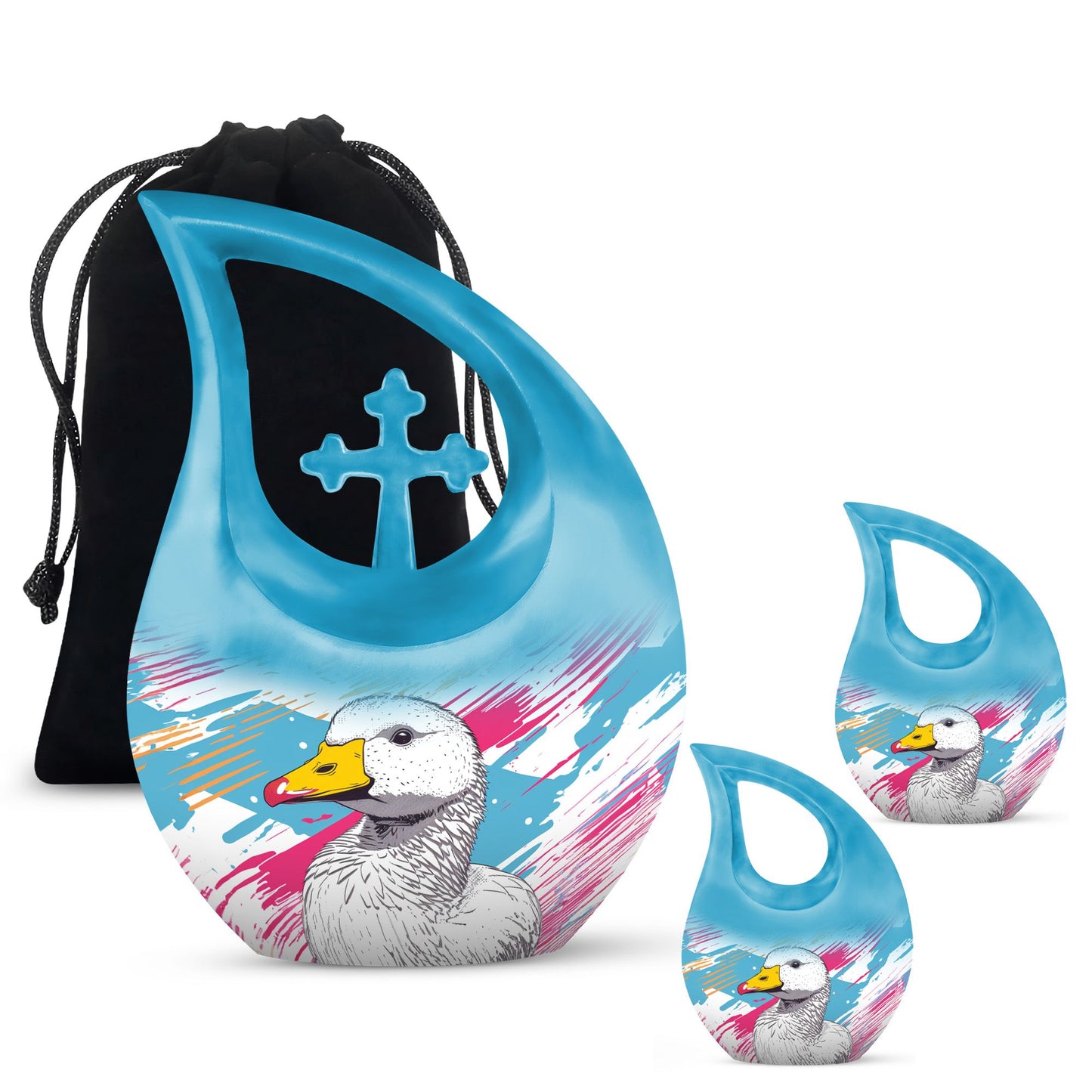 10 inch Pop Art Duck urn with Cross Drop 