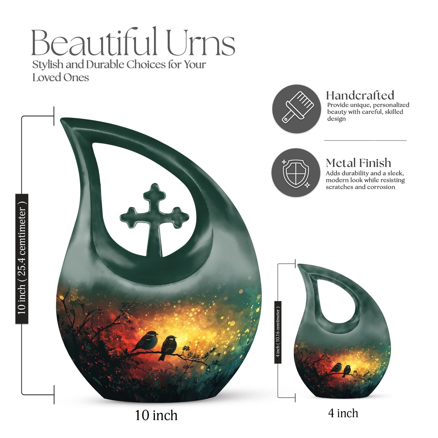 Twilight Melody Dream Urn, 10-inch, Cross Drop Design, 