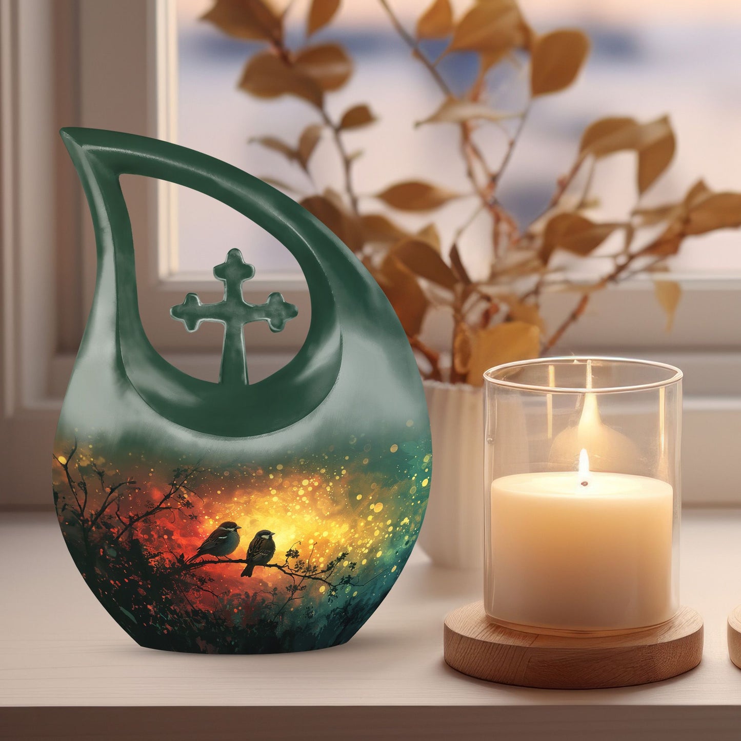 Twilight Melody Dream Urn, 10-inch, Cross Drop Design, 