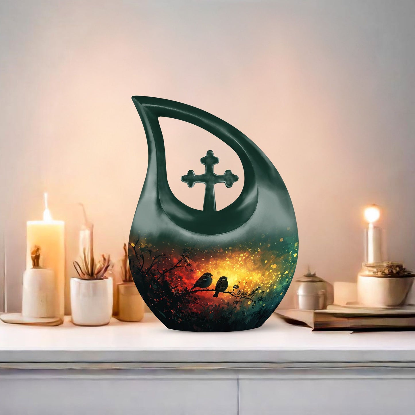 Twilight Melody Dream Urn, 10-inch, Cross Drop Design, 