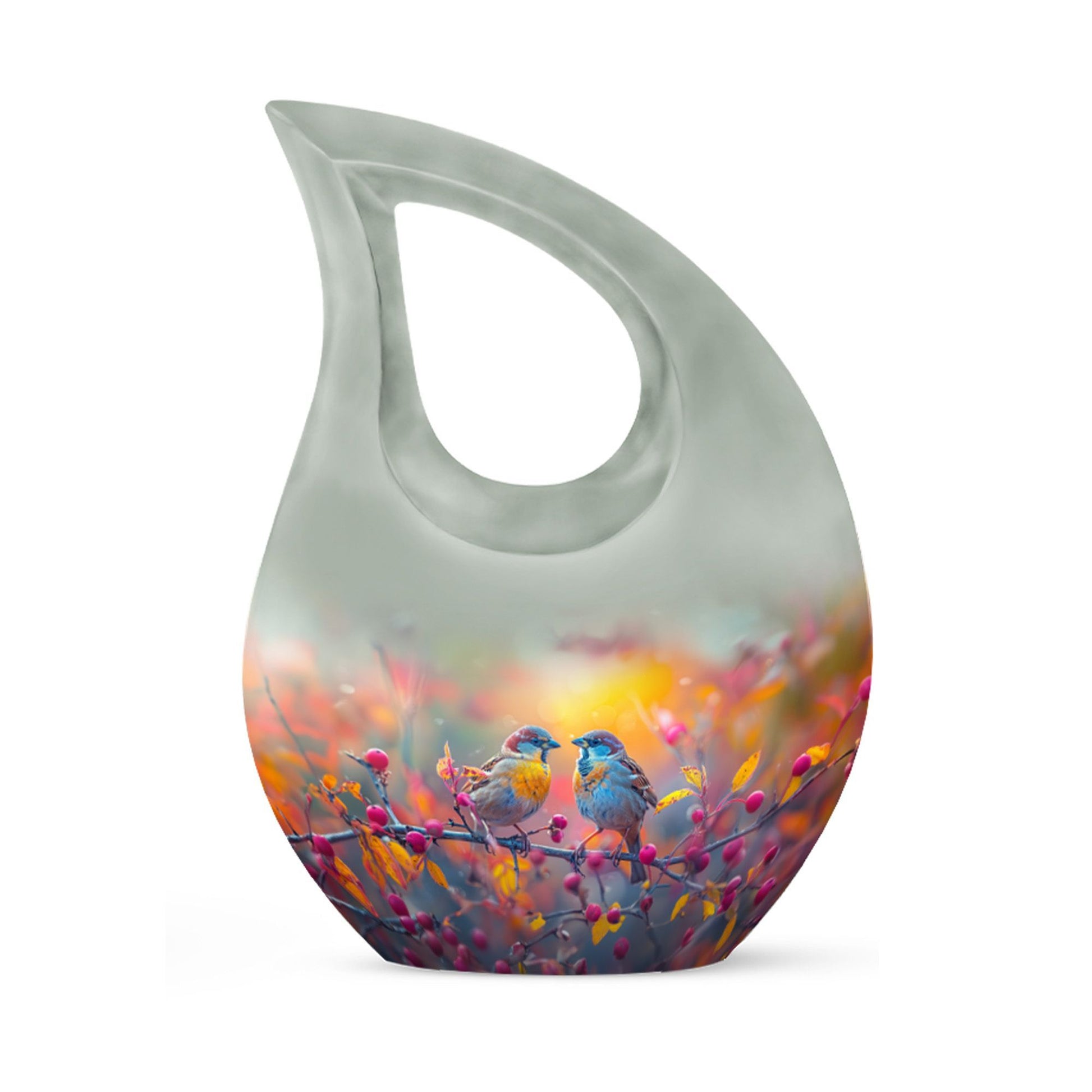 10-Inch Autumn Berries Chatter Urn with Cross Drop