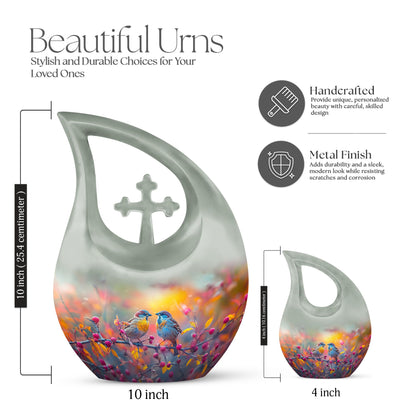 10-Inch Autumn Berries Chatter Urn with Cross Drop