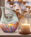 10-Inch Autumn Berries Chatter Urn with Cross Drop