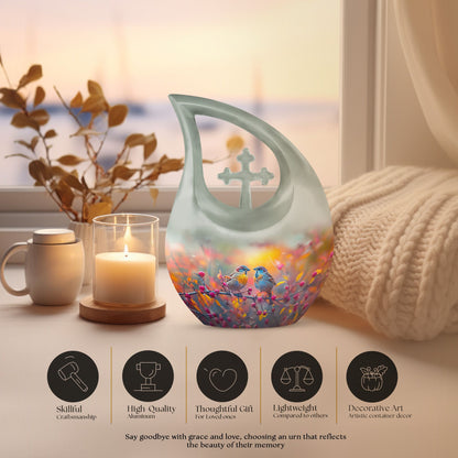 10-Inch Autumn Berries Chatter Urn with Cross Drop