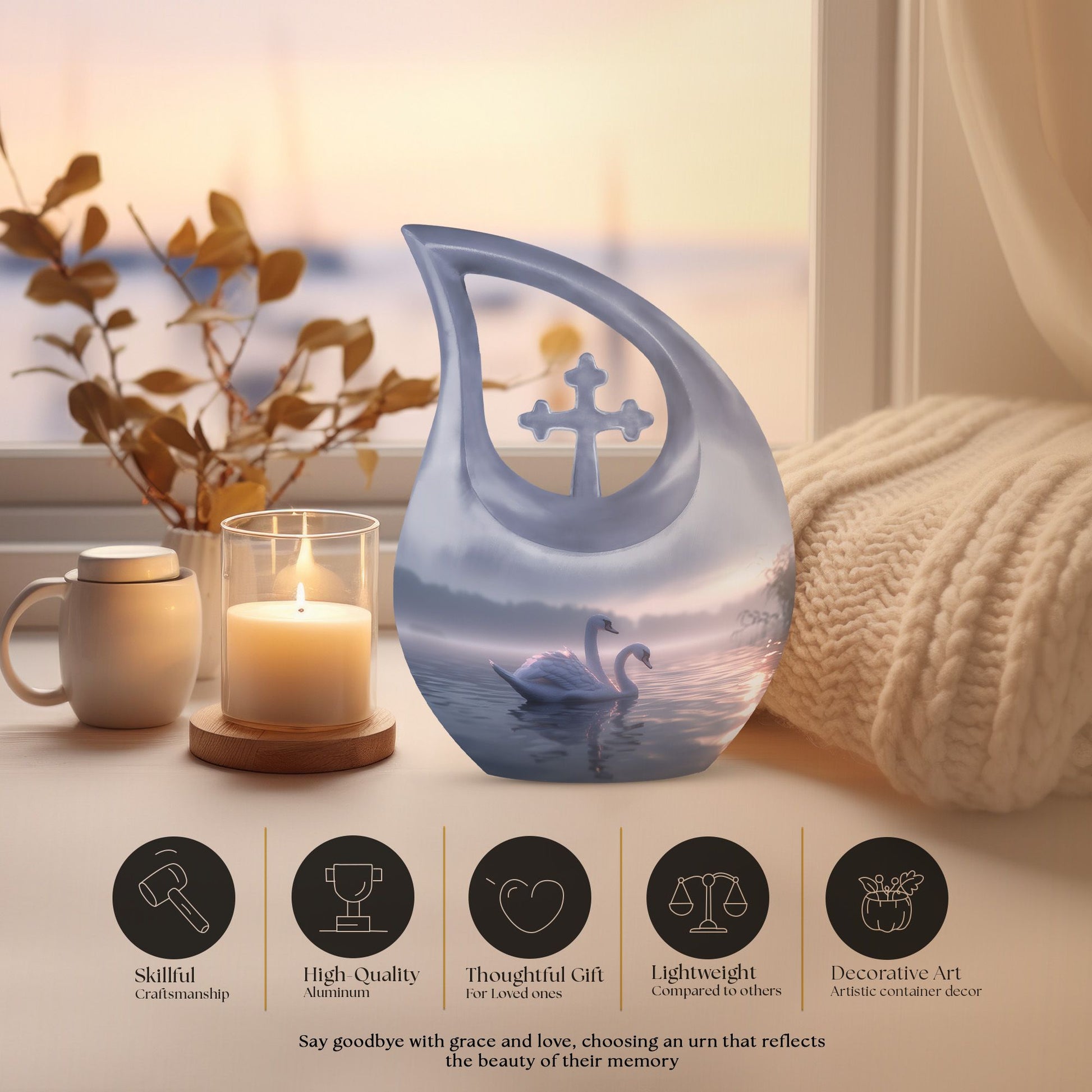 10 Inch Tranquil Waters Romance Urn 