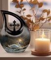 10 inch Golden Hour Solitude Urn with Cross Drop design,