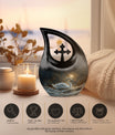 10 inch Golden Hour Solitude Urn with Cross Drop design,