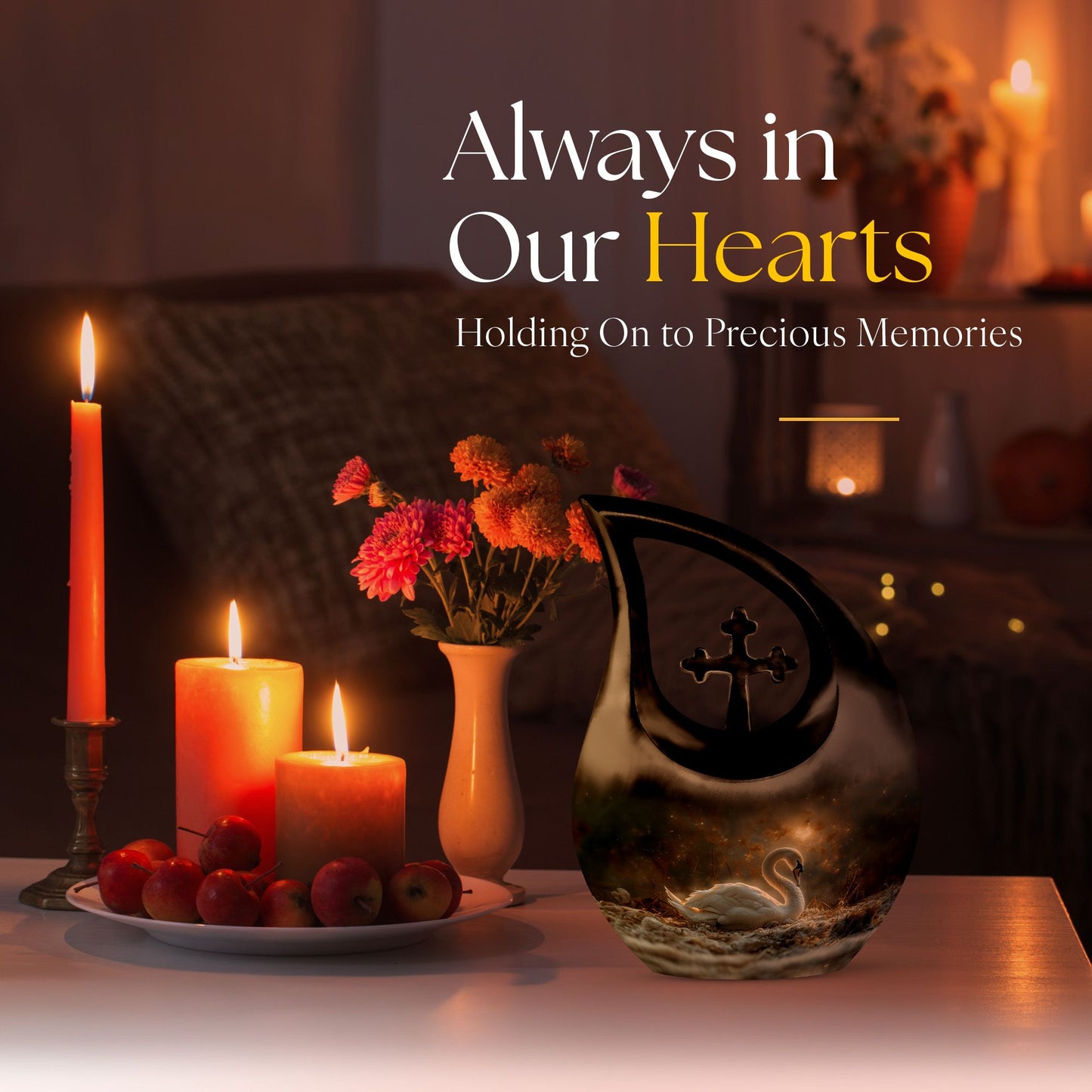 10 inch Golden Hour Solitude Urn with Cross Drop design,