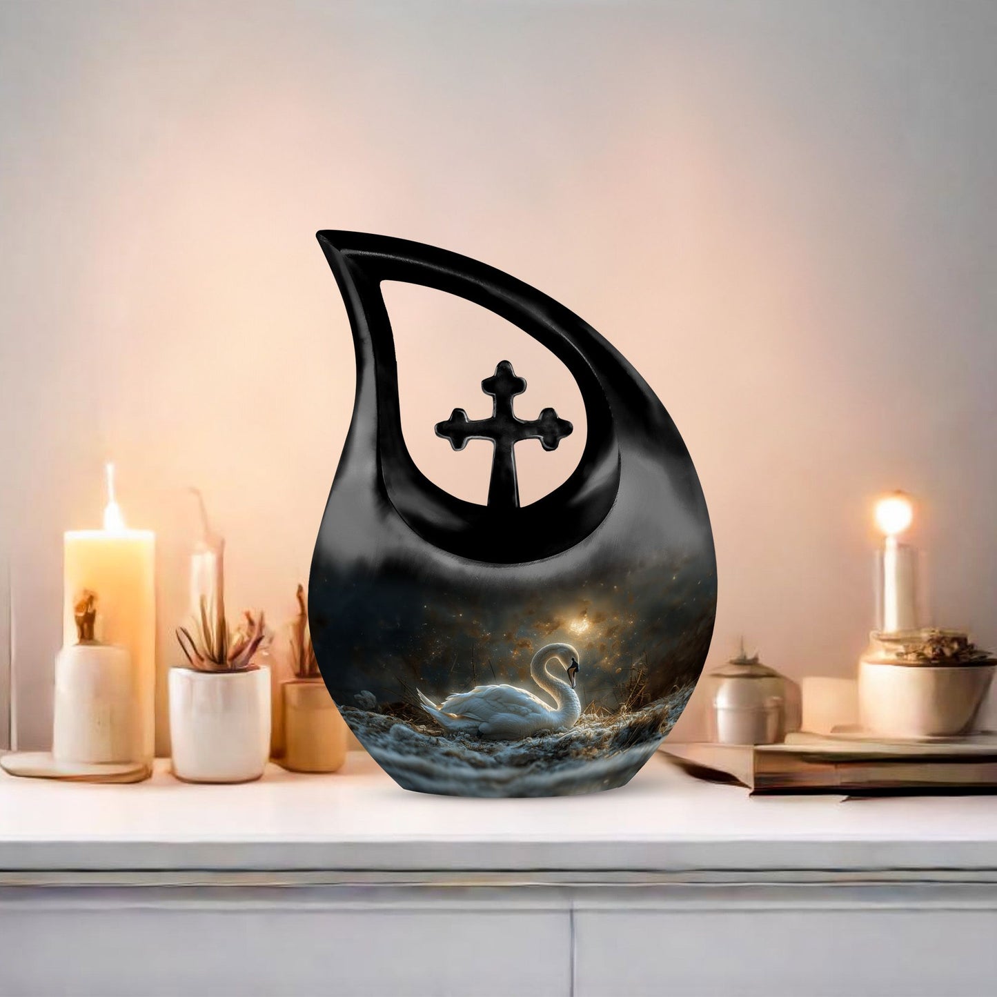 10 inch Golden Hour Solitude Urn with Cross Drop design,