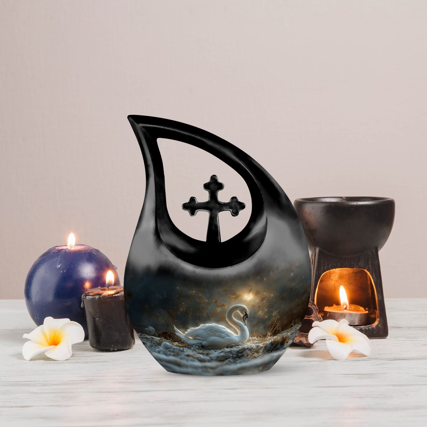 10 inch Golden Hour Solitude Urn with Cross Drop design,