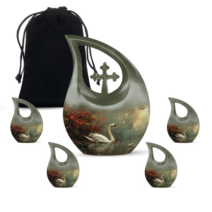 Celestial River Solitude Urn, Cross Drop Design, 