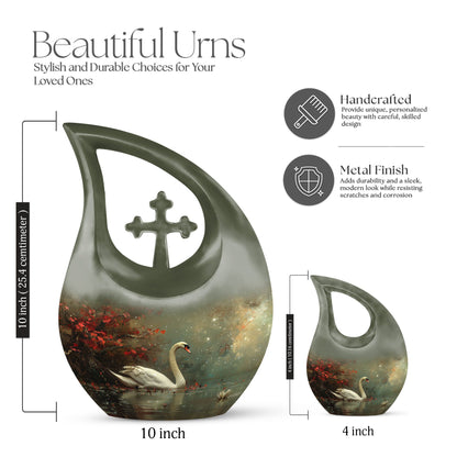 Celestial River Solitude Urn, Cross Drop Design, 