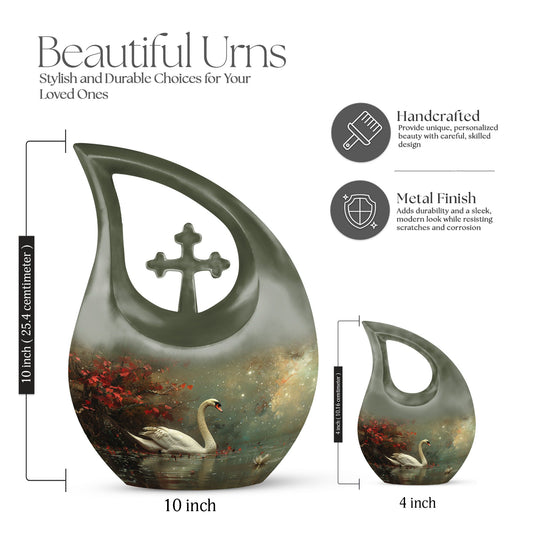 Celestial River Solitude Urn, Cross Drop Design, 