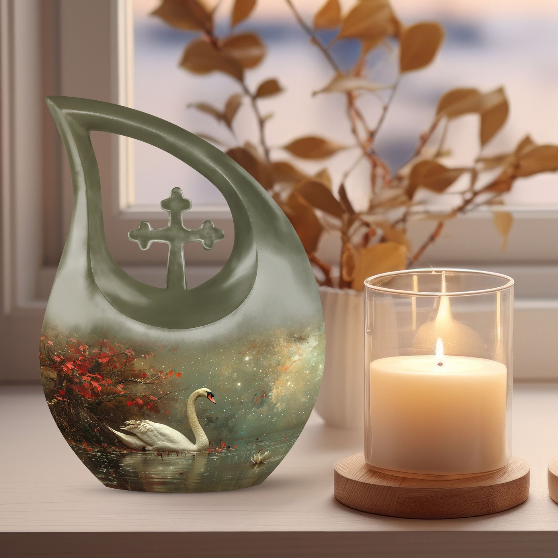 Celestial River Solitude Urn, Cross Drop Design, 