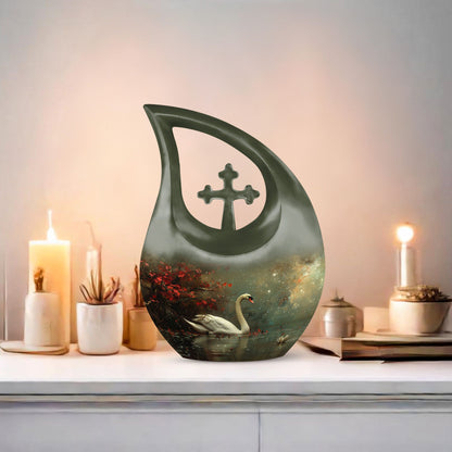 Celestial River Solitude Urn, Cross Drop Design, 