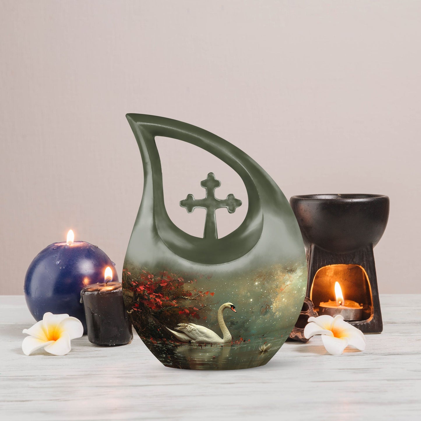 Celestial River Solitude Urn, Cross Drop Design, 