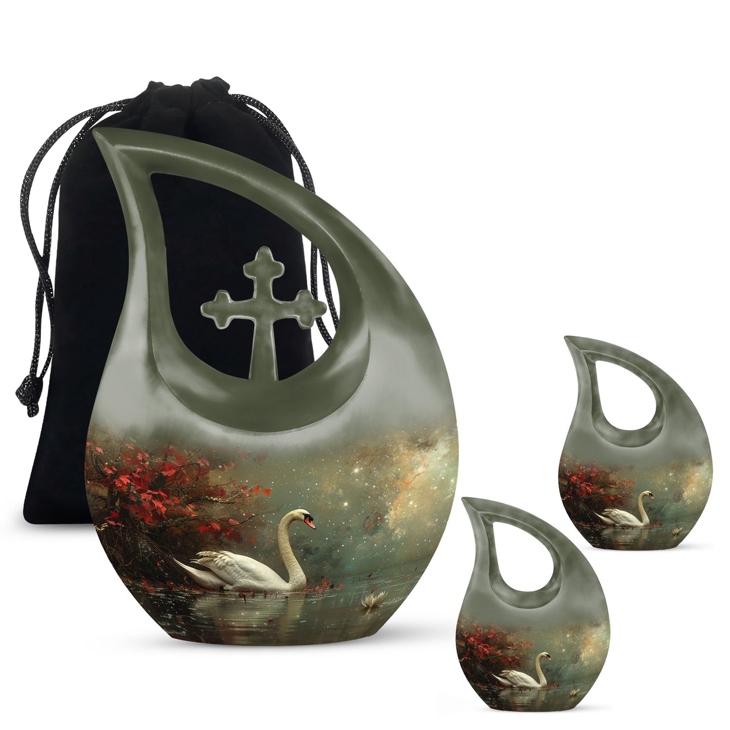 Celestial River Solitude Urn, Cross Drop Design, 