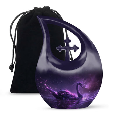 Medium-sized Nebula Swan Elegance Urn with Cross 